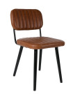 JEKA - Chaise aspect cuir marron