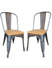 NEVADA - Set di 2 sedie da pranzo in acciaio grigio e legno chiaro