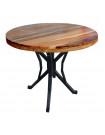 INDY - Table repas ronde bois massif recyclé marron