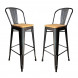 NEVADA - 2 Barstühle aus grauem Stahl und hellem Holz