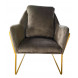 GOLDEN - Cozy armchair in grey velvet and gold metal