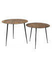 PEPPER - Set di 2 tavoli rotondi in legno e acciaio