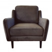Fauteuil velours gris taupe