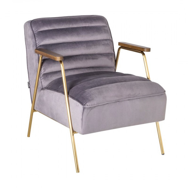 DALLAS - Grey velvet Lounge chair in retro style