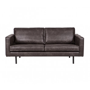 2-Sitzer-Sofa aus schwarzem Leder 
