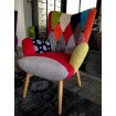 Patchwork armchair sold with hocker