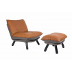 LAZY SACK - Lounge-Sessel in brauner Lederoptik mit Fußstütze
