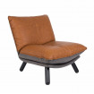 LAZY SACK - Fauteuil lounge de salon aspect cuir marron avec repose pied fauteuil