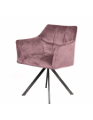 LANA - Lot de 2 fauteuils de table pivotants en velours rose
