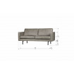 RODEO - 2-Sitzer-Sofa aus grauem Leder B190 im Schema
