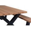 Mesa de picnic moderna de madera y acero