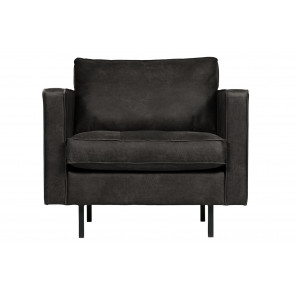 RODEO - Vintage-Sessel aus schwarzem Leder