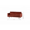 RODEO - Red chestnut velvet sofa L 190