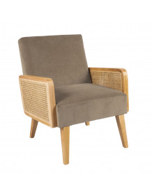 LODGE - Natural velvet armchair