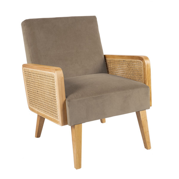 LODGE - Fauteuil Tissu velours taupe