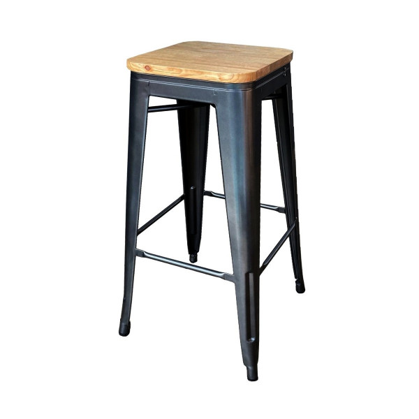 Nevada bar stool in steel and clear wood