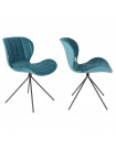 OMG - 2 chaises design en velours bleu