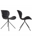 OMG - 2 dining chairs in black leather aspect