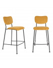 BENSON - 2 yellow velvet counter stools