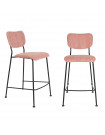 BENSON - 2 pink velvet counter stools