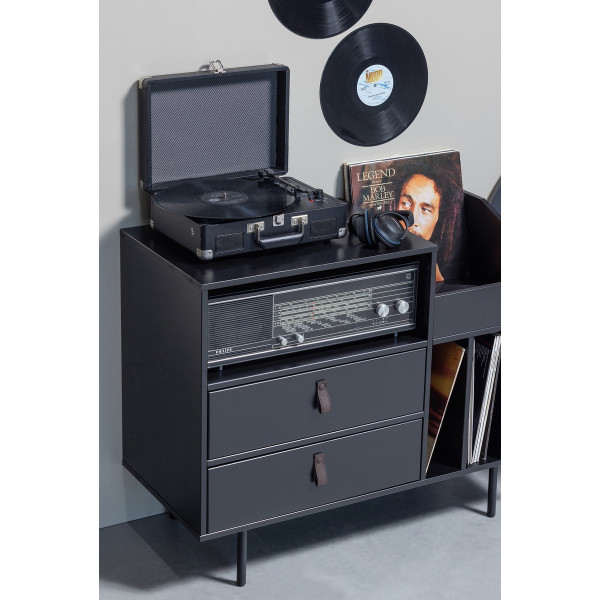Meuble de rangement vinyle Lp records - 3 compartiments - noir