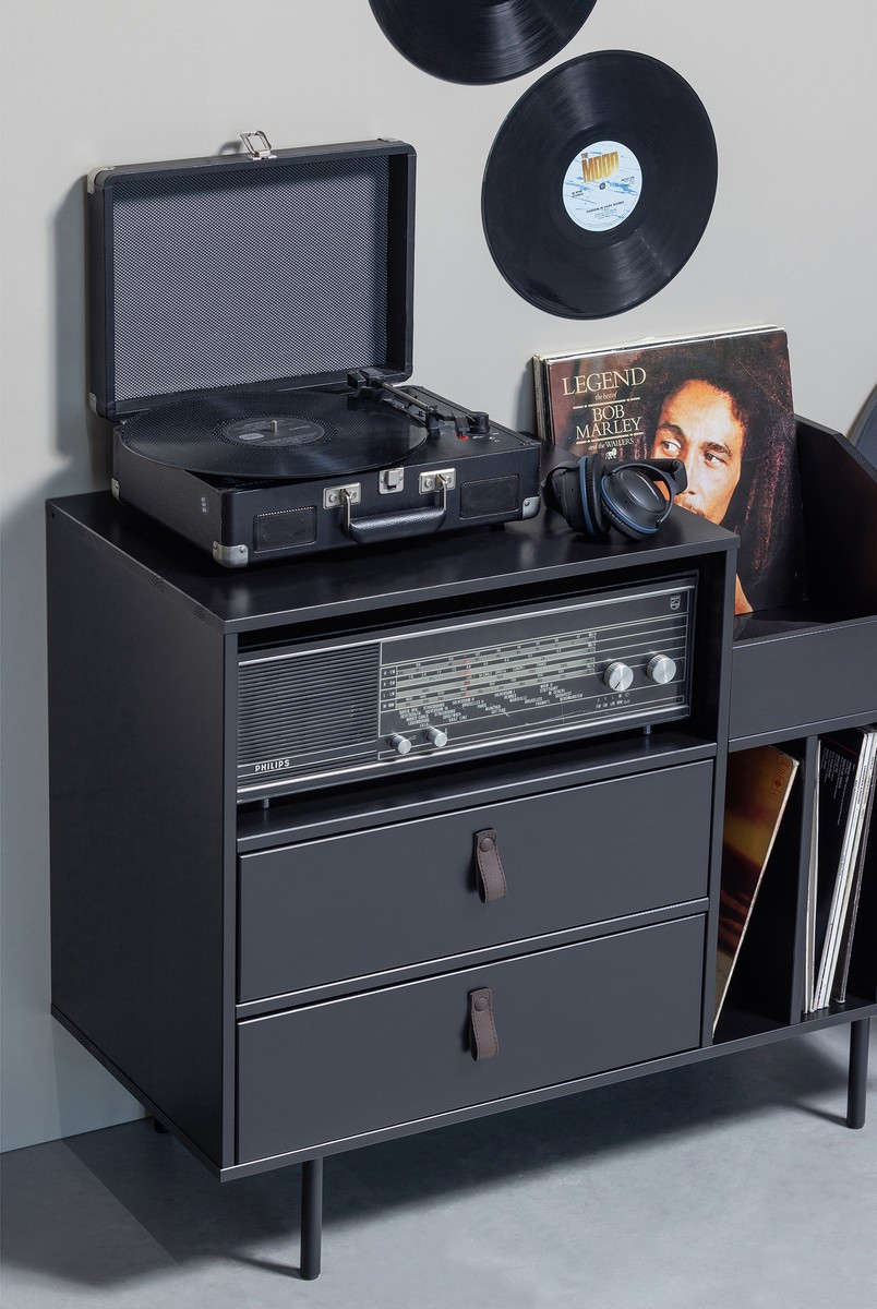 ThreeHio Grand meuble de rangement pour disques vinyles avec