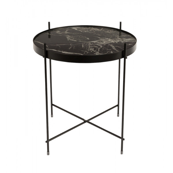 CUPID - Table de salon en métal noir et marbre noir