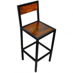 FACTORY - Chaise haute en acier et bois 80 cm