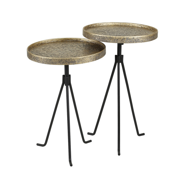 METALLICA - Set de tables d'appoint en acier et bronze