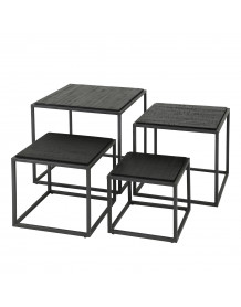 TEKA - Set de tables basses en bois et acier noir