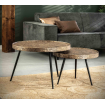 METALLICA - Set de 2 tables basses rondes en acier noir et bronze