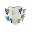 CLAUDIA - Jarrón de cerámica blanca con mariposas