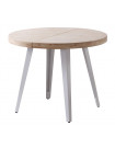 MATIKA - Mesa de comedor redonda extensible para 6 en madera y acero blanco