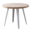 MATIKA - Mesa de comedor redonda extensible de madera y acero blanco