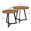 Hailey - Set de 2 tables basse rondes en bois et acier