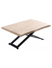MATIKA - Table basse rehaussable bois et acier noir L120