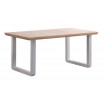MATIKA - Mesa de comedor extensible de madera clara y acero blanco L 220 cm