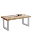 MATIKA - Table basse relevable bois et acier blanc L120