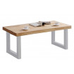 MATIKA - Tavolino sollevabile in legno e acciaio bianco L120