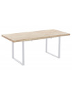 MATIKA - Tavolo da pranzo allungabile in legno chiaro e acciaio bianco L180
