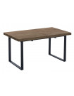 MATIKA - Table repas extensible bois foncé et acier noir L180