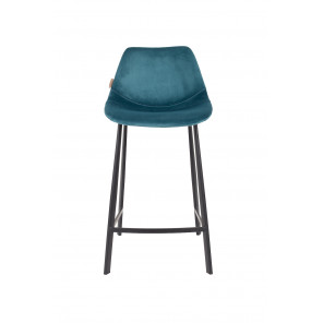 FRANKY 65 - Chaise de comptoir velours bleu