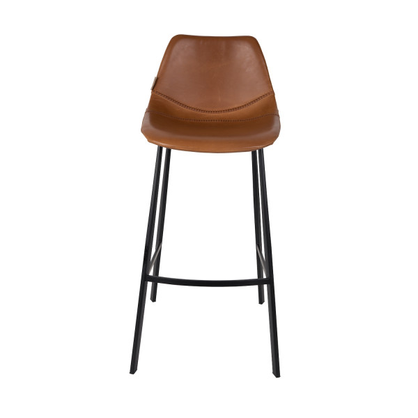FRANKY 80 - Brown leather look bar chair