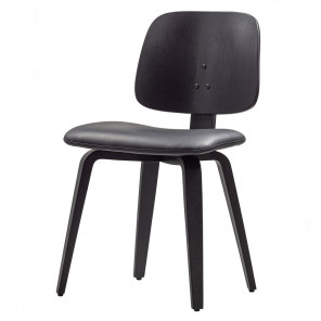 CHARLES - Chaise aspect cuir et bois noir