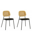 MEMPHIS - Set of 2 Black pu leather and Wood Dining Chair