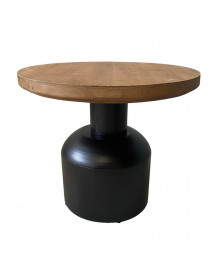 Mesa de centro redonda de madera negra y acero D60