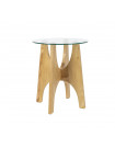 KOBE - Table d'appoint ronde en bois et verre D45
