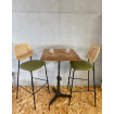 MEMPHIS - PU Leather steel and green wood Dining Chair