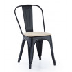 INDUS - Chaise de repas acier noir et chêne