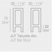 JUT - Conjunto de mesa alta y 4 taburetes